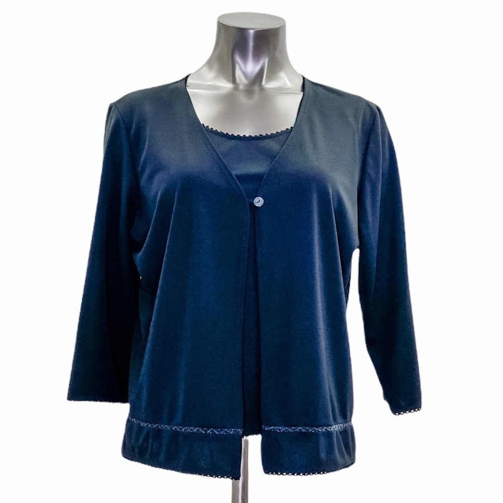 STUDIO JPR Black Cardigan Camisole 3/4 Sleeve Top